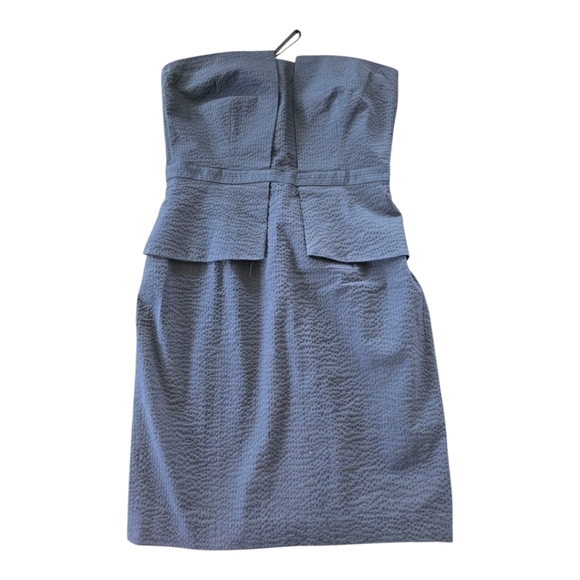 Banana Republic Navy Blue Textured Strapless Peplum Dress Sz 8 Blue Minimalist - Picture 2 of 12